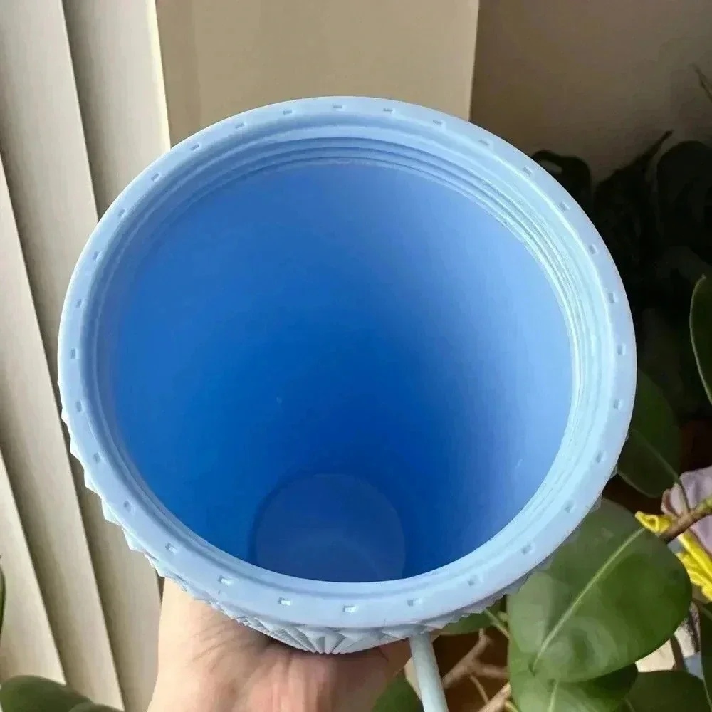 West & Fifth Matte Studded Tumbler Lid & Straw, Textured Cold Cup, Blue, 24oz